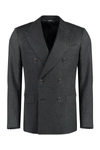 Dolce & Gabbana Double-breasted Wool Blazer In Grey