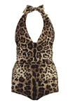 Dolce & Gabbana Leopard-print Halterneck Swimsuit In Animalier