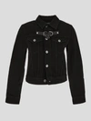 Jw Anderson Denim Jacket With Waistband And Buckle Collar In Black