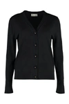Tory Burch Wool And Silk Blend Cardigan In Black