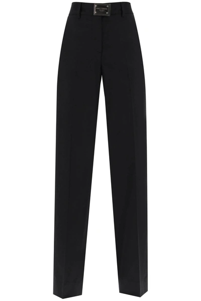 Dolce & Gabbana Black Wool Flared Trousers