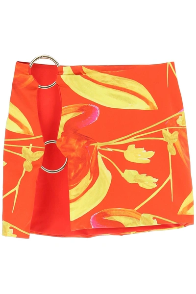 Louisa Ballou Orchid Flame-print Ring-embellished Mini Skirt In Multi-colored