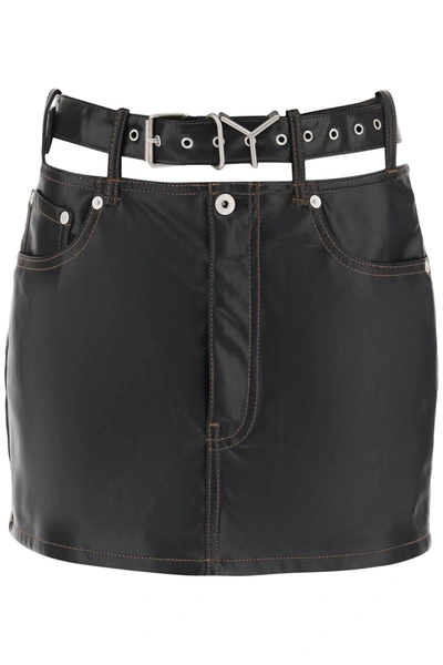 Y/project Y Belt Faux Leather Mini Skirt In Black