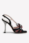 ROGER VIVIER 100 STRASS BOW-HEEL SANDALS IN SUEDE