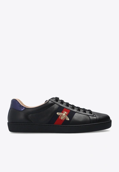 Gucci Ace Embroidered Sneakers In Black