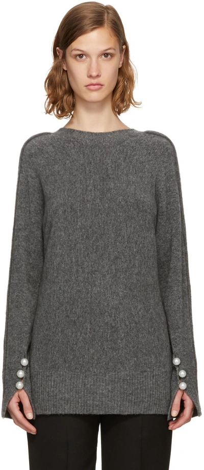 3.1 Phillip Lim / フィリップ リム Oversized Faux Pearl-embellished Knitted Sweater In Grey