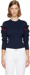 3.1 PHILLIP LIM Navy Ruffle Sleeve Sweater