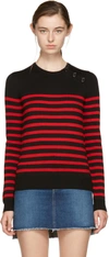 SAINT LAURENT Black & Red Striped Marinière Jumper