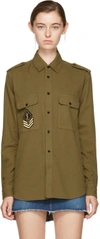 SAINT LAURENT Khaki Oversized Military Patch Shirt