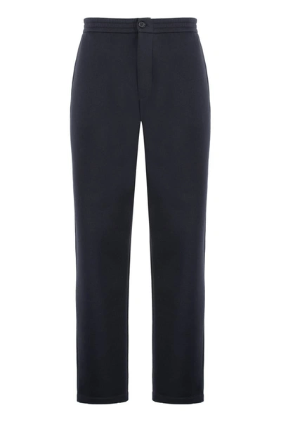 Giorgio Armani Official Store Cotton Double-jersey Trousers In Blue