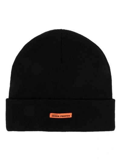 Heron Preston Black And Orange Wool Beanie