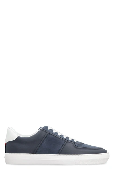 Moncler Neue York Leather And Suede Sneakers In Blue