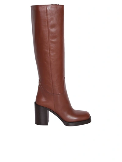 Prada Women Leather High Boots In Default Title