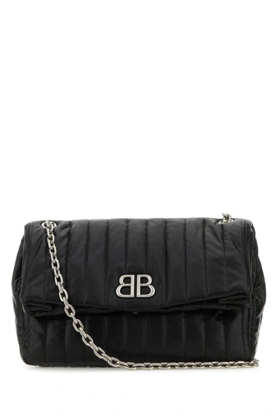 Balenciaga Monaco Medium Quilted Chain Shoulder Bag In Black