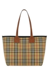 BURBERRY BURBERRY WOMAN EMBROIDERED CANVAS MEDIUM LONDON SHOPPING BAG