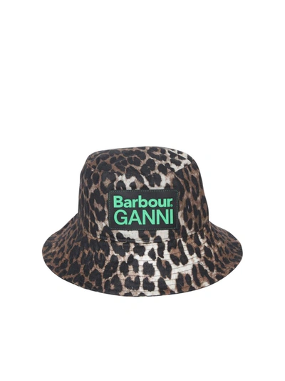 Ganni Leopard Print Bucket Hat In Multi