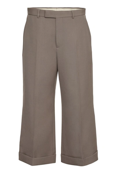 Gucci Textured Gabardine Cropped Trouser In Brown