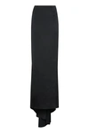 Balenciaga Elegant Black Satin Skirt With Train For Women In Black