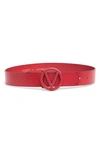 Valentino By Mario Valentino Giusy Vlogo Leather Belt In Tango Red