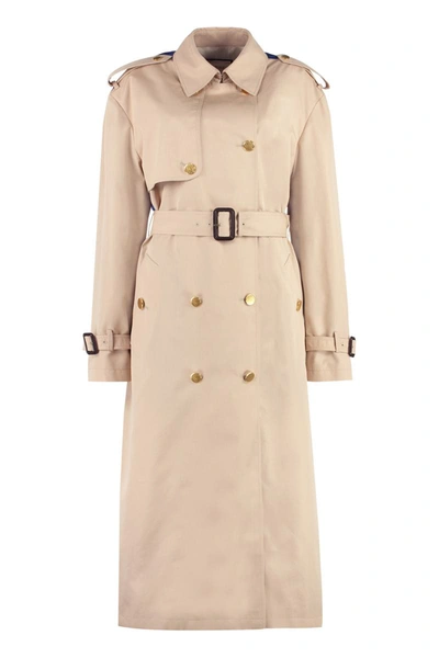 Gucci Contrasting Striped Trench Coat In Beige