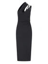 Mugler Crop Viscous Asymmetric Midi Dress In Black