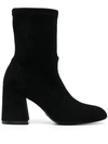 Stuart Weitzman 85mm Flareblock Suede Ankle Boots In Black