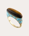 EDEN PRESLEY WOMEN'S TIGER'S EYE & TURQUOISE INLAY STACK RING