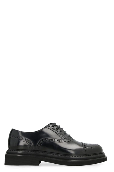 Dolce & Gabbana Leather Lace-up Shoes In Black