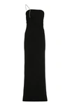 Givenchy Asymmetrical Bustier Gown With G Chain Strap In Black