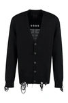 Givenchy Crewneck Sweater With Distressed Hem And Long Sleeves In Black