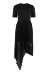 Givenchy Asymmetric Stretch-jersey And Pleated Georgette Dress In Black