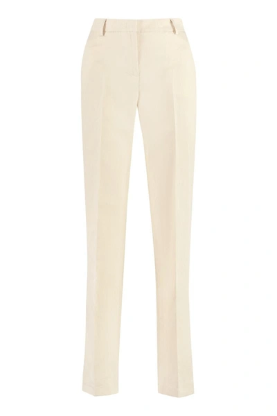 Pt01 Ambra Cotton-linen Trousers In Panna