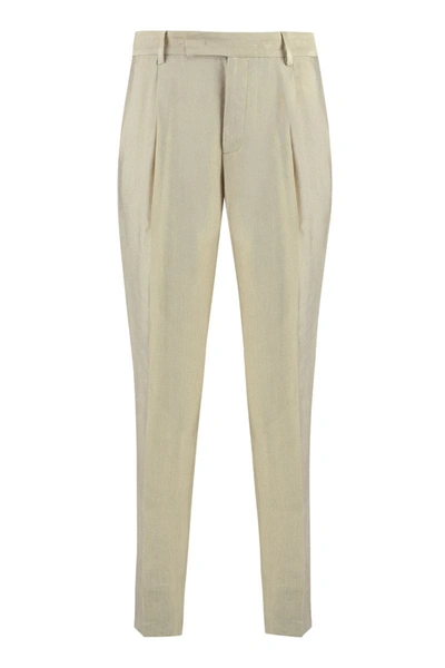 Pt01 Linen And Viscose Trousers In Beige