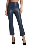 Commando Faux Leather Crop Flare Legging In Navy In Blue