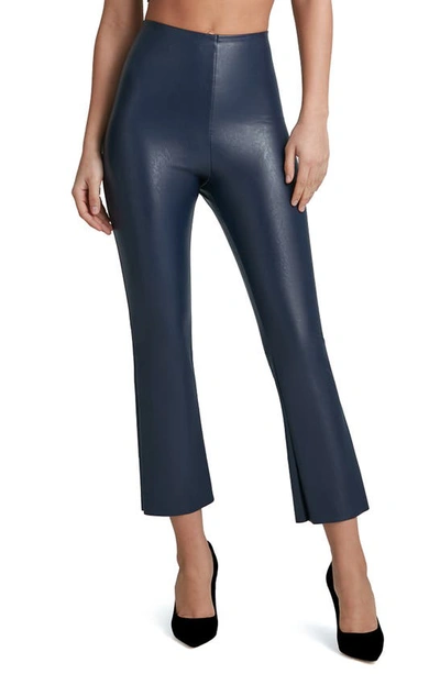 Commando Faux Leather Crop Flare Legging In Navy In Blue