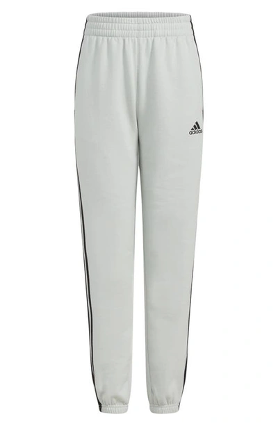 Adidas Originals Boys' Elastic Waistband Essential 3-stripe Fleece Jogger Pants - Big Kid In Light Grey