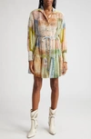 Zimmermann High-neck Blouson-sleeve Paisley-print Cotton-blend Dress In Multi-coloured