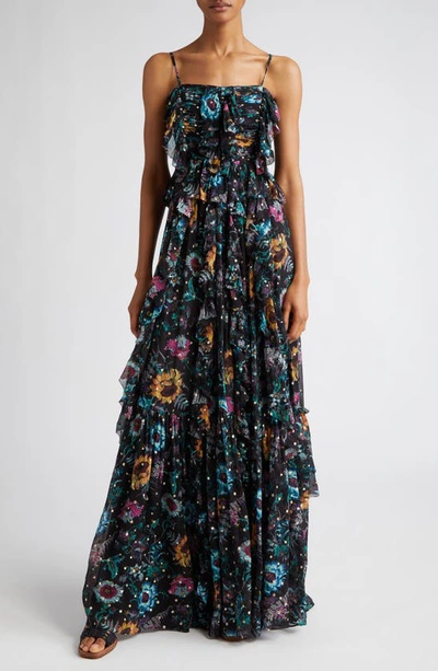 ULLA JOHNSON COLETTE FLORAL SILK BLEND GOWN