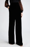 Ulla Johnson Veronica High Rise Silk-velvet Wide-leg Pants In Noir