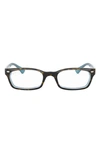 Ray Ban 50mm Rectangular Optical Glasses In Havana
