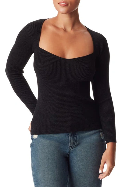Sam Edelman Skye Womens Ribbed Knit Metallic Pullover Sweater In Black