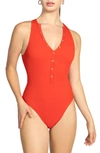 ROBIN PICCONE ROBIN PICCONE AMY RIB ONE-PIECE SWIMSUIT