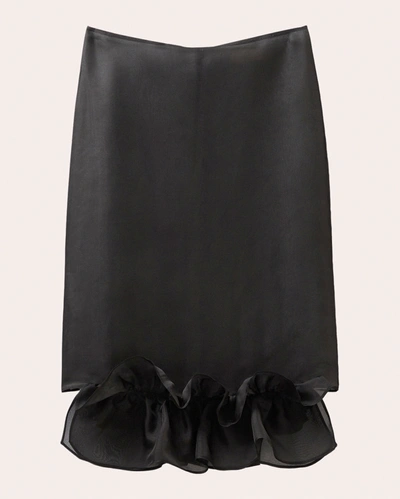 Bite Studios Frill-trim Silk-organza Sleeveless Top In Black