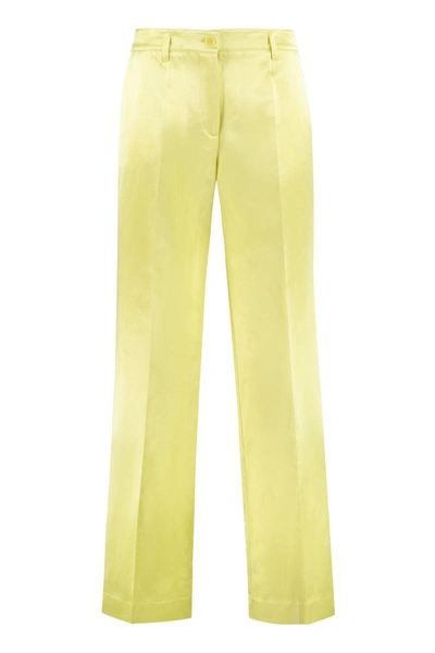 P.a.r.o.s.h Satin Cropped Straight-leg Trousers In Yellow