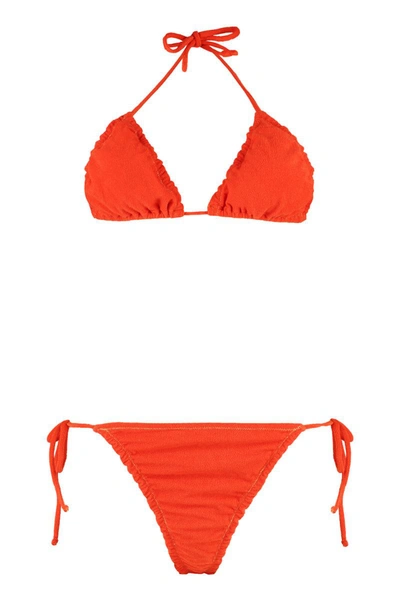 Reina Olga Susan Terry Triangle Bikini Top In Orange