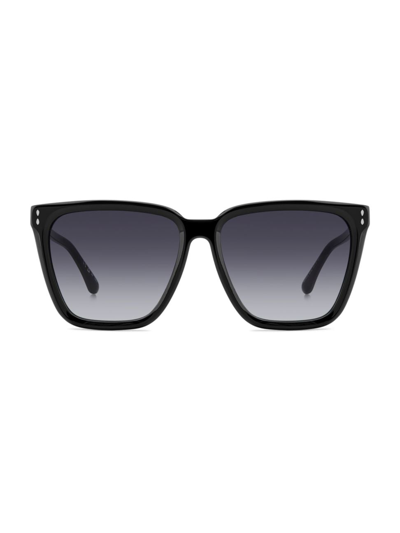 Isabel Marant Sleek Logo Acetate Square Sunglasses In Black