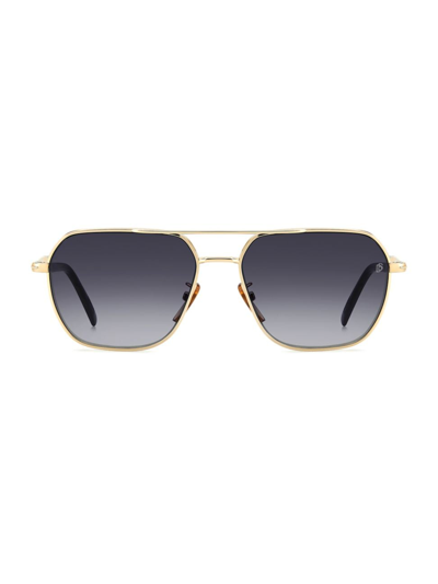 David Beckham Men's 59mm Metal Aviator Sunglasses In Gold Black Grey