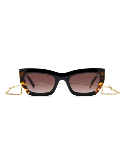 Missoni 53mm Cat Eye Chain Sunglasses In Black Havana Brown
