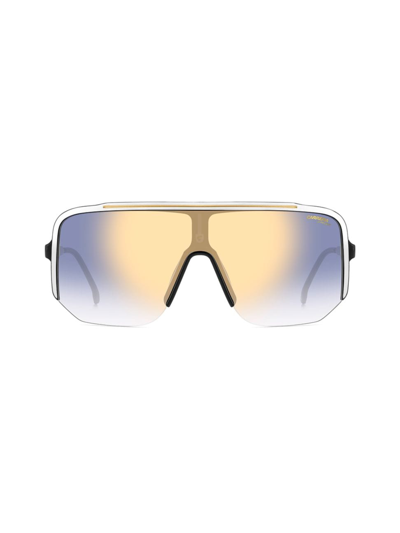 Carrera Men's 99mm Semi-rimless Mask Sunglasses In White Black Mirror