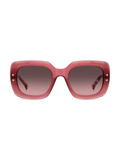Carolina Herrera 52mm Rectangular Sunglasses In Red Havana Brown Gradient